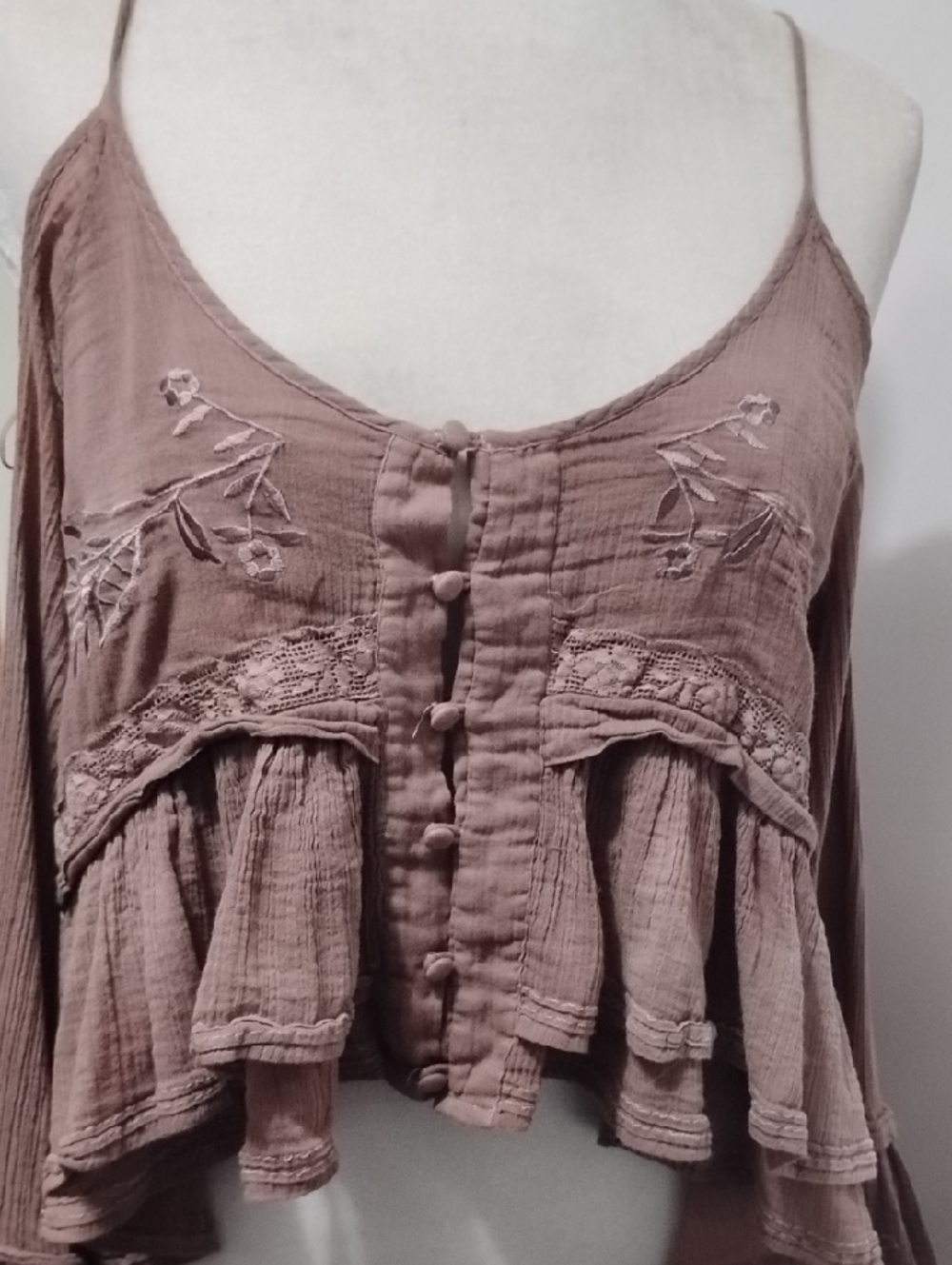 Free People Mauve Pink Ruffle Cold-Shoulder Camisole - Picture 5 of 10